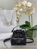Mini Dior Caro Bucket Bag Black Lambskin M3369 - Default Title - View 1