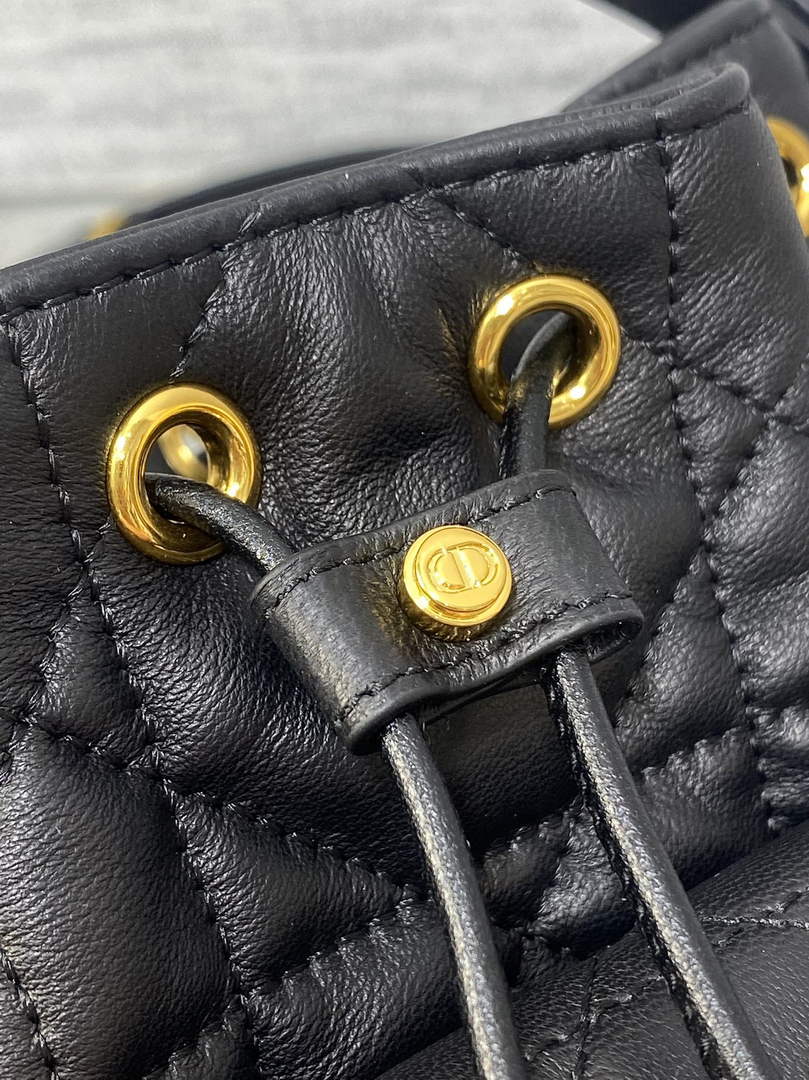 Mini Dior Caro Bucket Bag Black Lambskin M3369 - Default Title - View 6