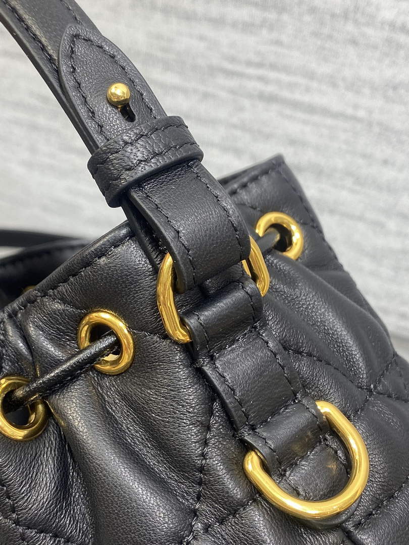 Mini Dior Caro Bucket Bag Black Lambskin M3369 - Default Title - View 7