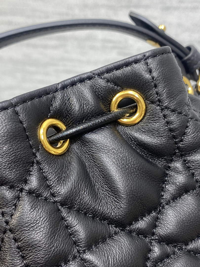 Mini Dior Caro Bucket Bag Black Lambskin M3369 - Default Title - View 8