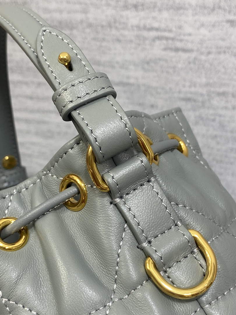 Mini Dior Caro Bucket Bag Gray Lambskin M3369 - Default Title - View 6