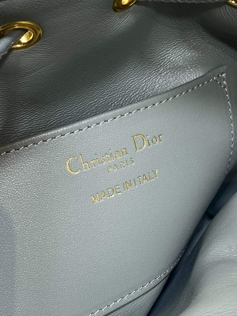 Mini Dior Caro Bucket Bag Gray Lambskin M3369 - Default Title - View 5