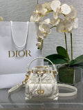 Mini Dior Caro Bucket Bag White Lambskin M3369 - Default Title - View 1