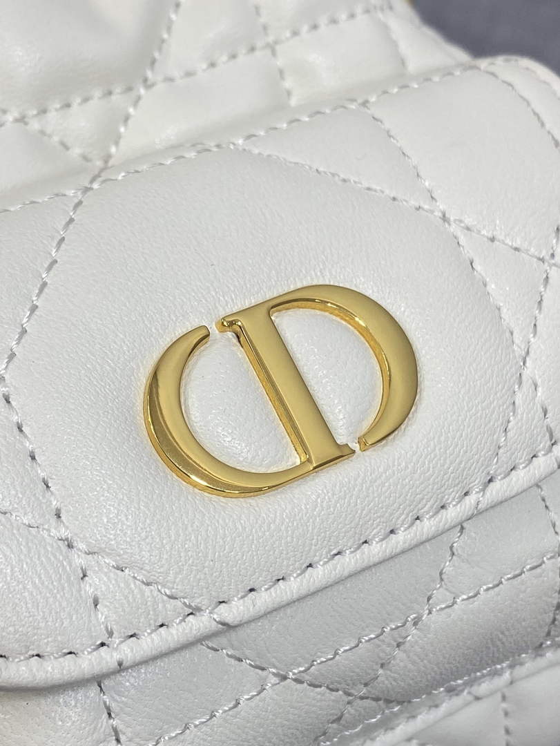 Mini Dior Caro Bucket Bag White Lambskin M3369 - Default Title - View 8