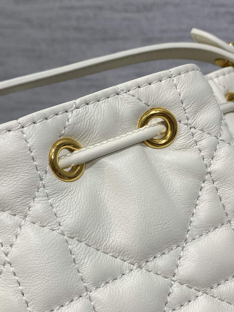 Mini Dior Caro Bucket Bag White Lambskin M3369 - Default Title - View 9