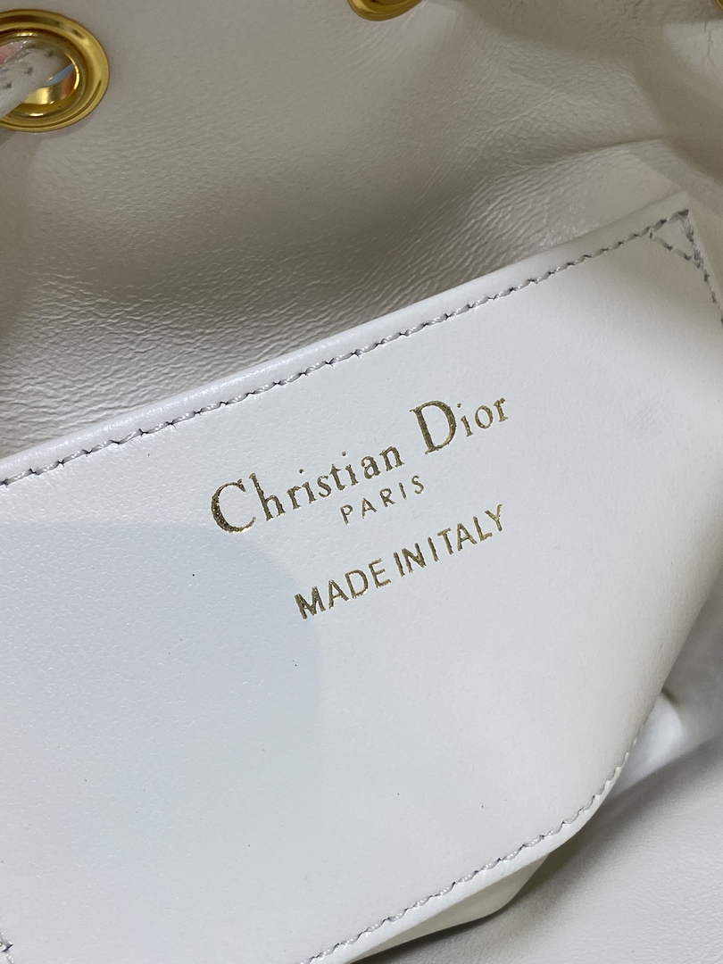 Mini Dior Caro Bucket Bag White Lambskin M3369 - Default Title - View 5
