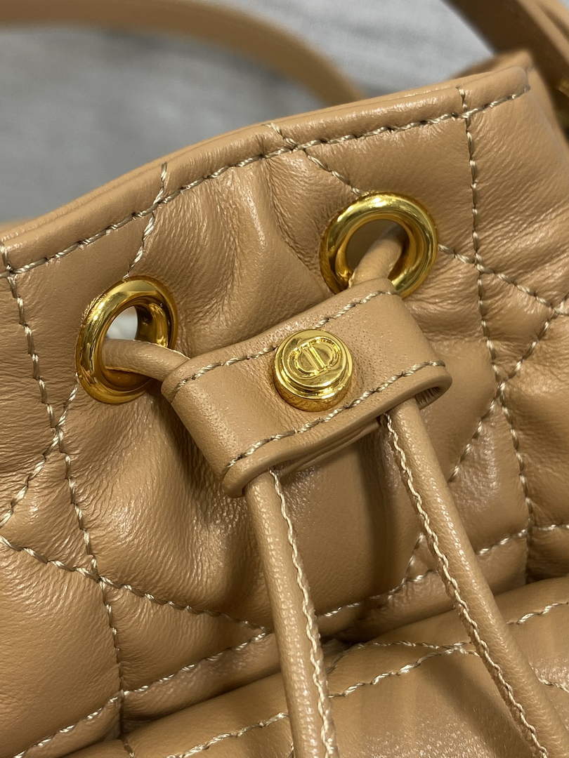 Mini Dior Caro Bucket Bag Tan Lambskin M3369 - Default Title - View 9