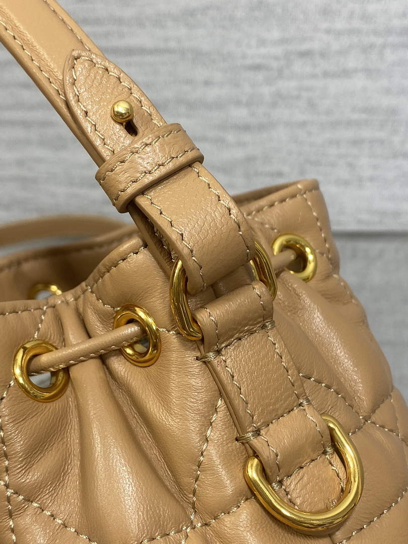 Mini Dior Caro Bucket Bag Tan Lambskin M3369 - Default Title - View 6