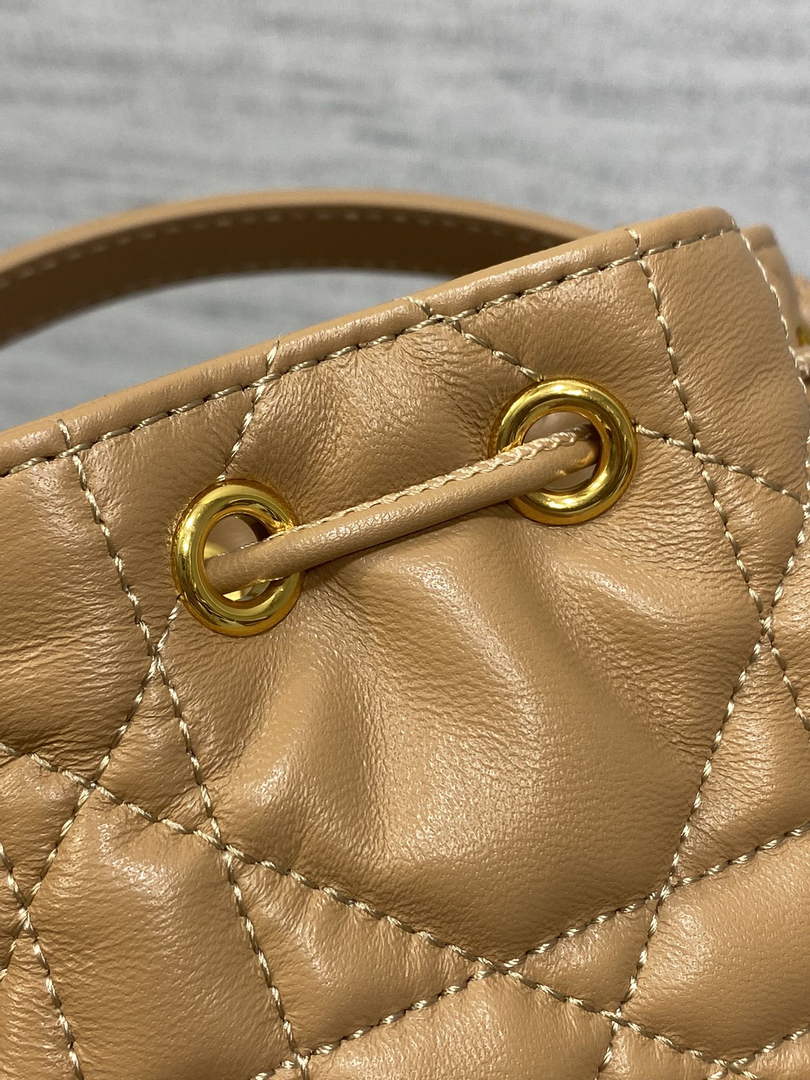 Mini Dior Caro Bucket Bag Tan Lambskin M3369 - Default Title - View 7
