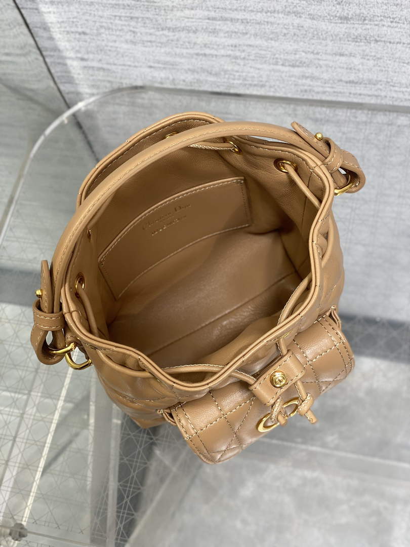 Mini Dior Caro Bucket Bag Tan Lambskin M3369 - Default Title - View 4