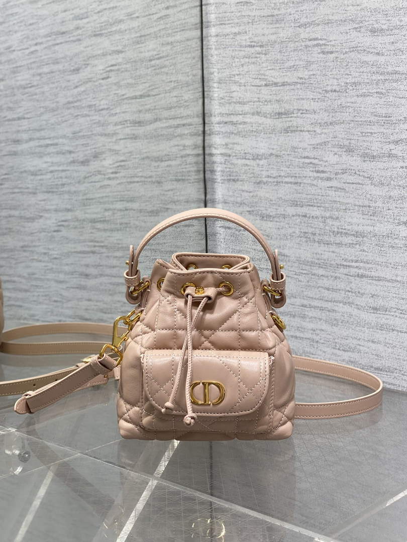 Mini Dior Caro Bucket Bag Powder Pink Lambskin M3369 - Default Title - View 2
