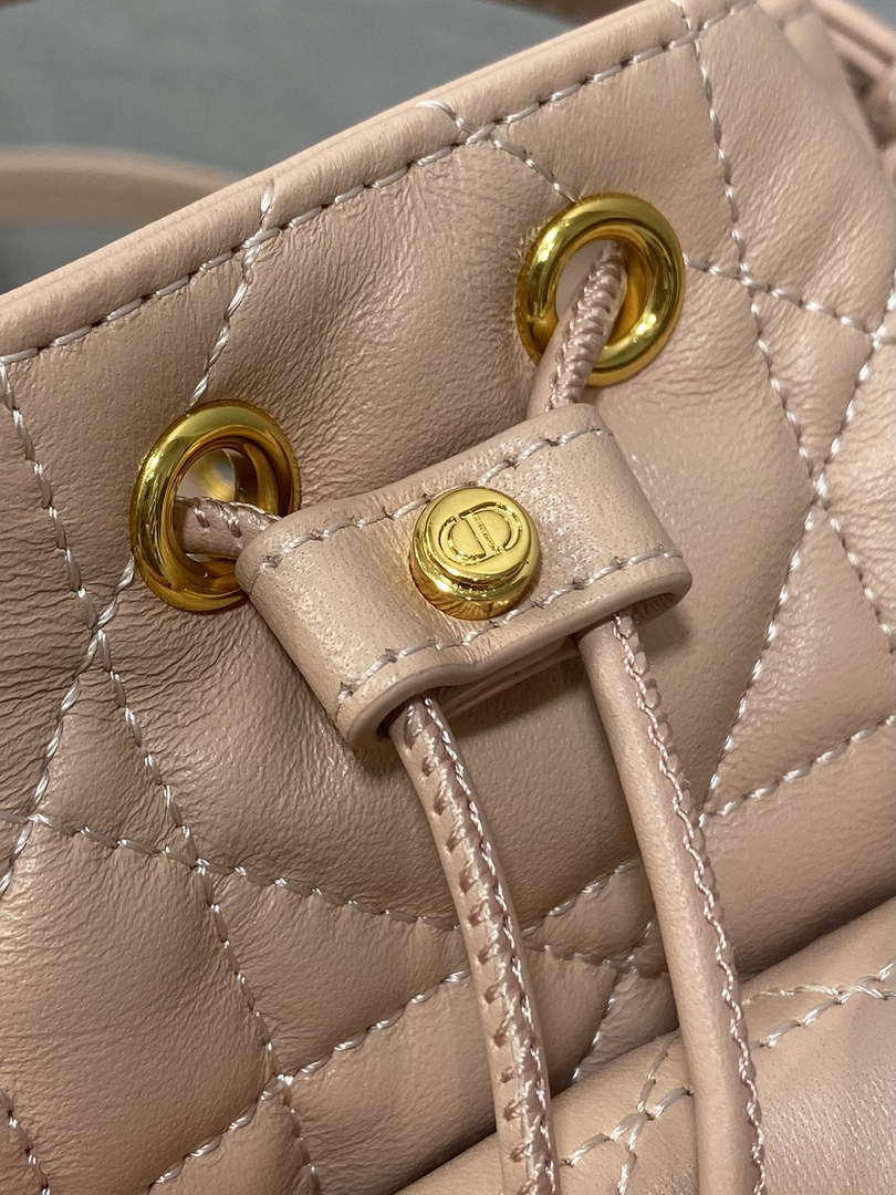 Mini Dior Caro Bucket Bag Powder Pink Lambskin M3369 - Default Title - View 9