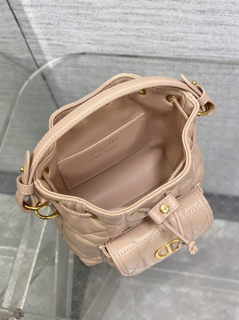 Mini Dior Caro Bucket Bag Powder Pink Lambskin M3369 - Default Title - View 4