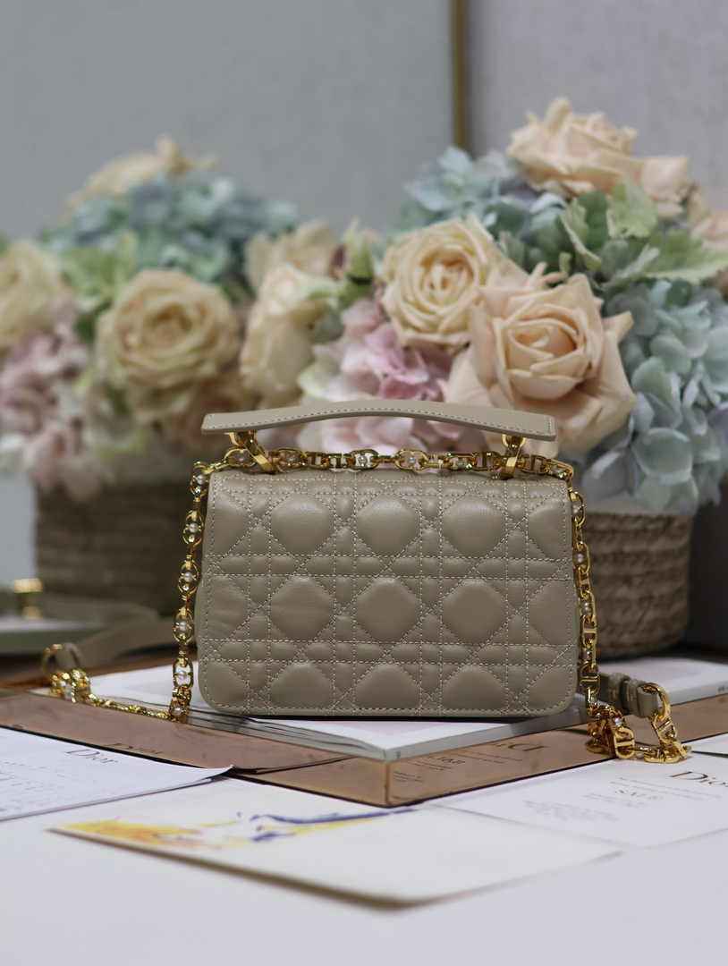 Mini Dior Jolie Top Handle Bag M9272 Gray Calfskin - Default Title - View 4