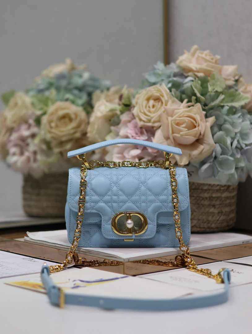 Mini Dior Jolie Top Handle Bag M9272 Blue Calfskin - Default Title - View 1