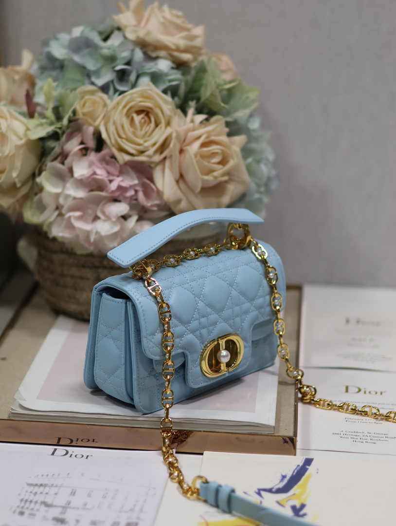 Mini Dior Jolie Top Handle Bag M9272 Blue Calfskin - Default Title - View 3