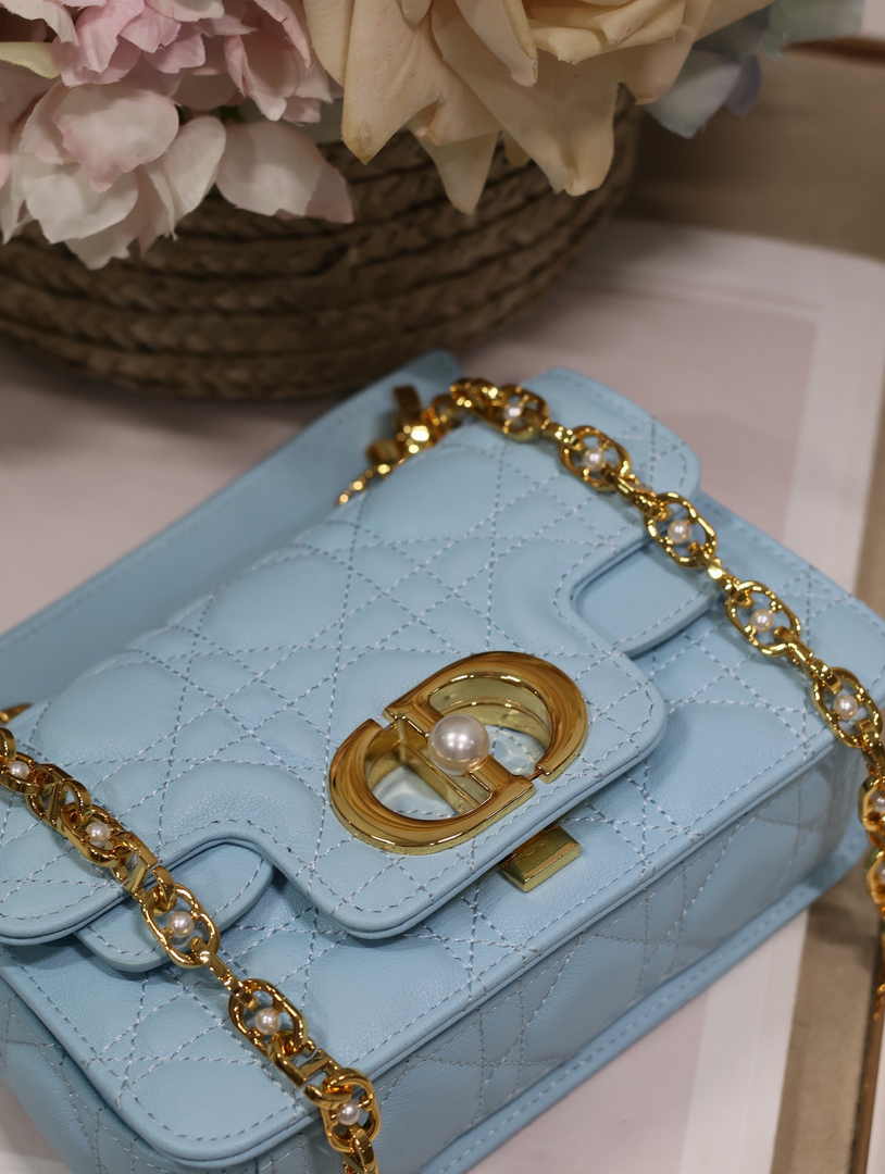 Mini Dior Jolie Top Handle Bag M9272 Blue Calfskin - Default Title - View 9