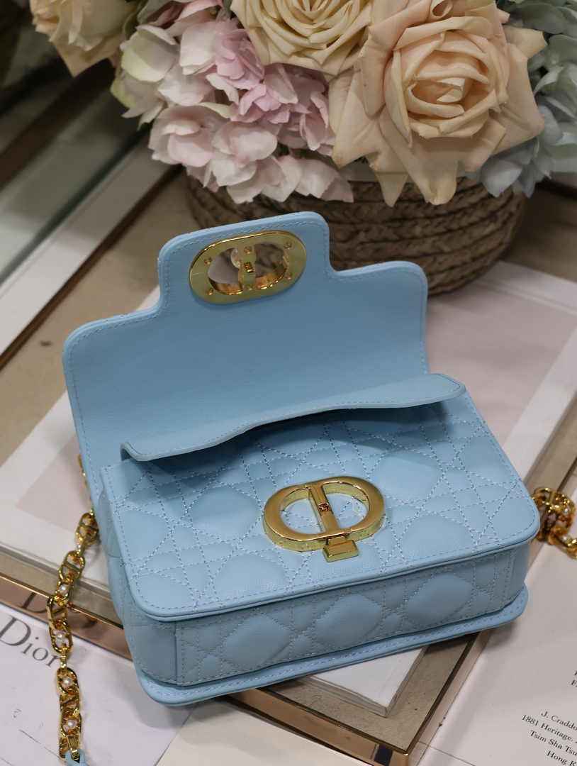 Mini Dior Jolie Top Handle Bag M9272 Blue Calfskin - Default Title - View 5