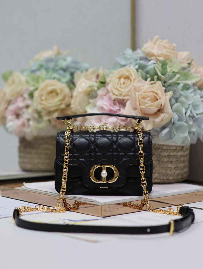 Mini Dior Jolie Top Handle Bag M9272 Black Calfskin - Default Title - View 1