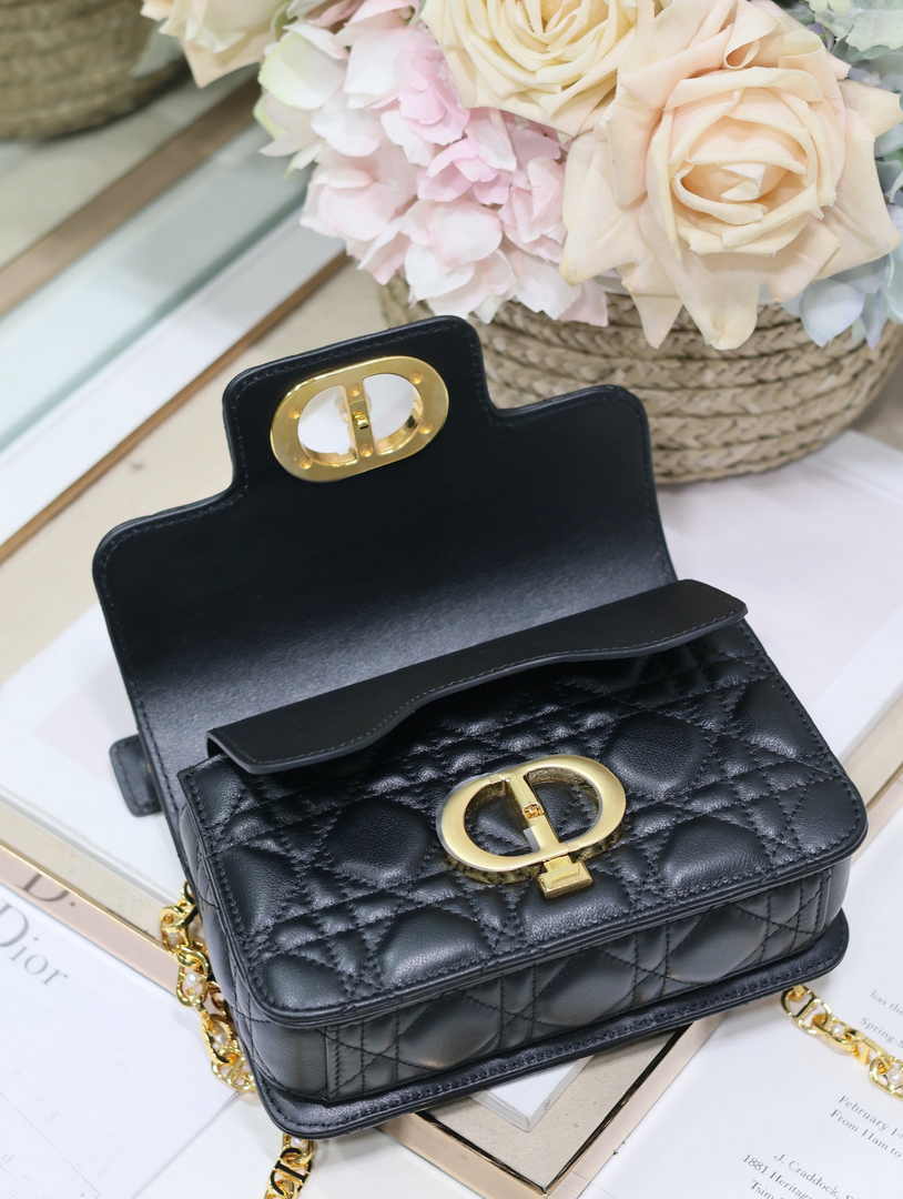 Mini Dior Jolie Top Handle Bag M9272 Black Calfskin - Default Title - View 7