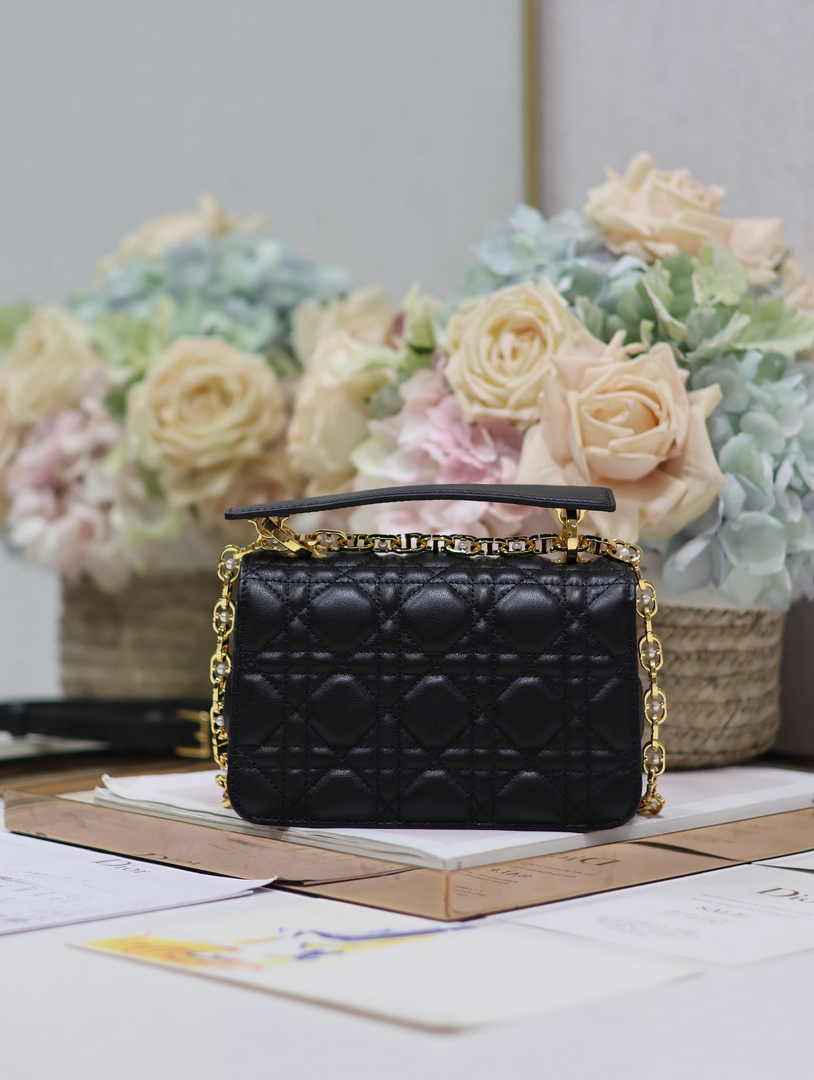 Mini Dior Jolie Top Handle Bag M9272 Black Calfskin - Default Title - View 4