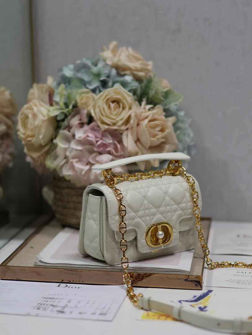 Mini Dior Jolie Top Handle Bag M9272 White Calfskin - Default Title - View 3