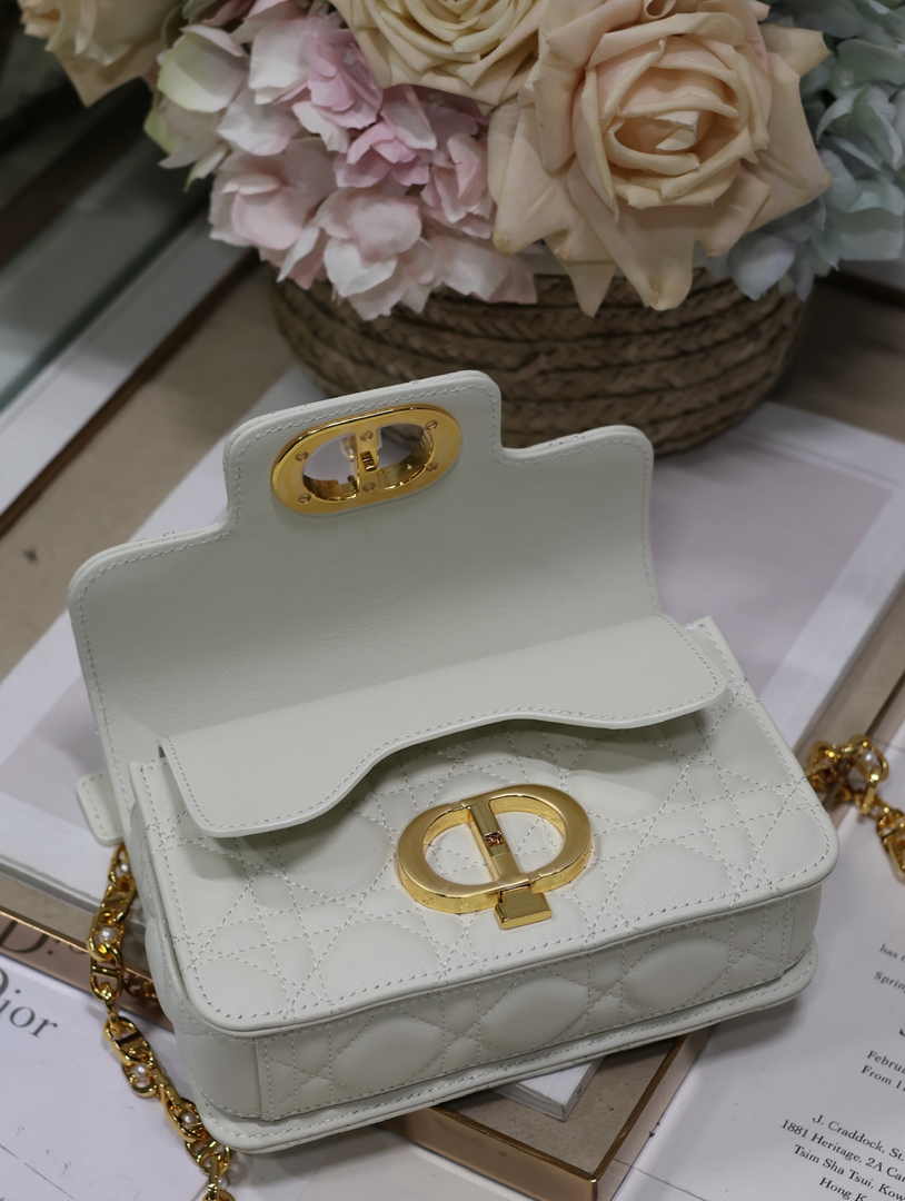 Mini Dior Jolie Top Handle Bag M9272 White Calfskin - Default Title - View 6