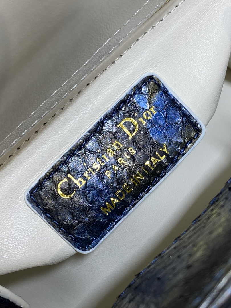 Mini Lady Dior Bag Blue Yellow Snake Leather M0505 - Default Title - View 7