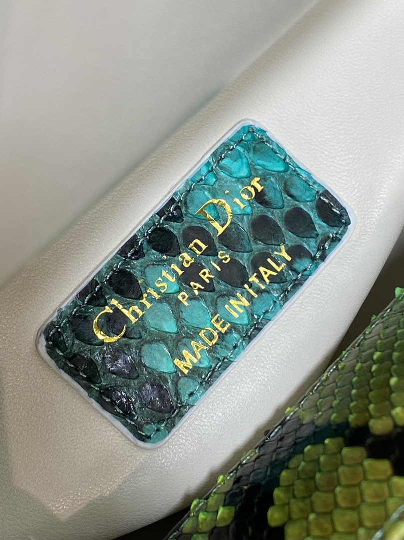 Mini Lady Dior Bag Green Yellow Snake Leather M0505 - Default Title - View 9