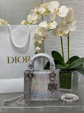 Mini Lady Dior Bag Silver Snake Leather M0505 - Default Title - View 1