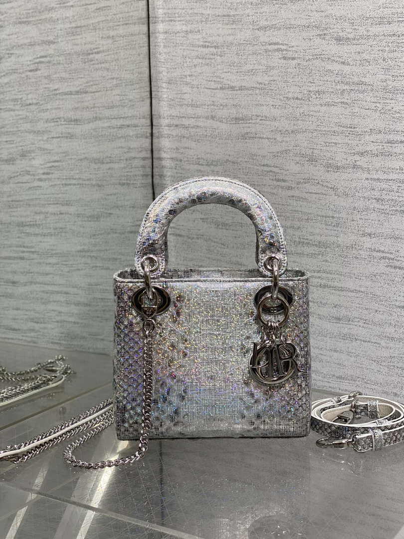 Mini Lady Dior Bag Silver Snake Leather M0505 - Default Title - View 2