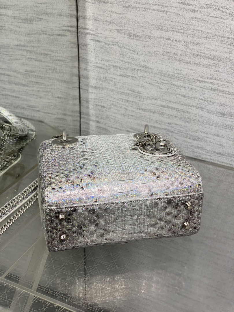 Mini Lady Dior Bag Silver Snake Leather M0505 - Default Title - View 5