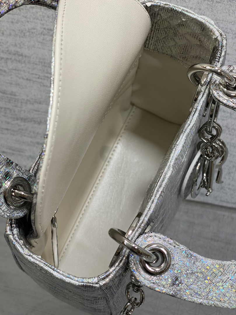 Mini Lady Dior Bag Silver Snake Leather M0505 - Default Title - View 6