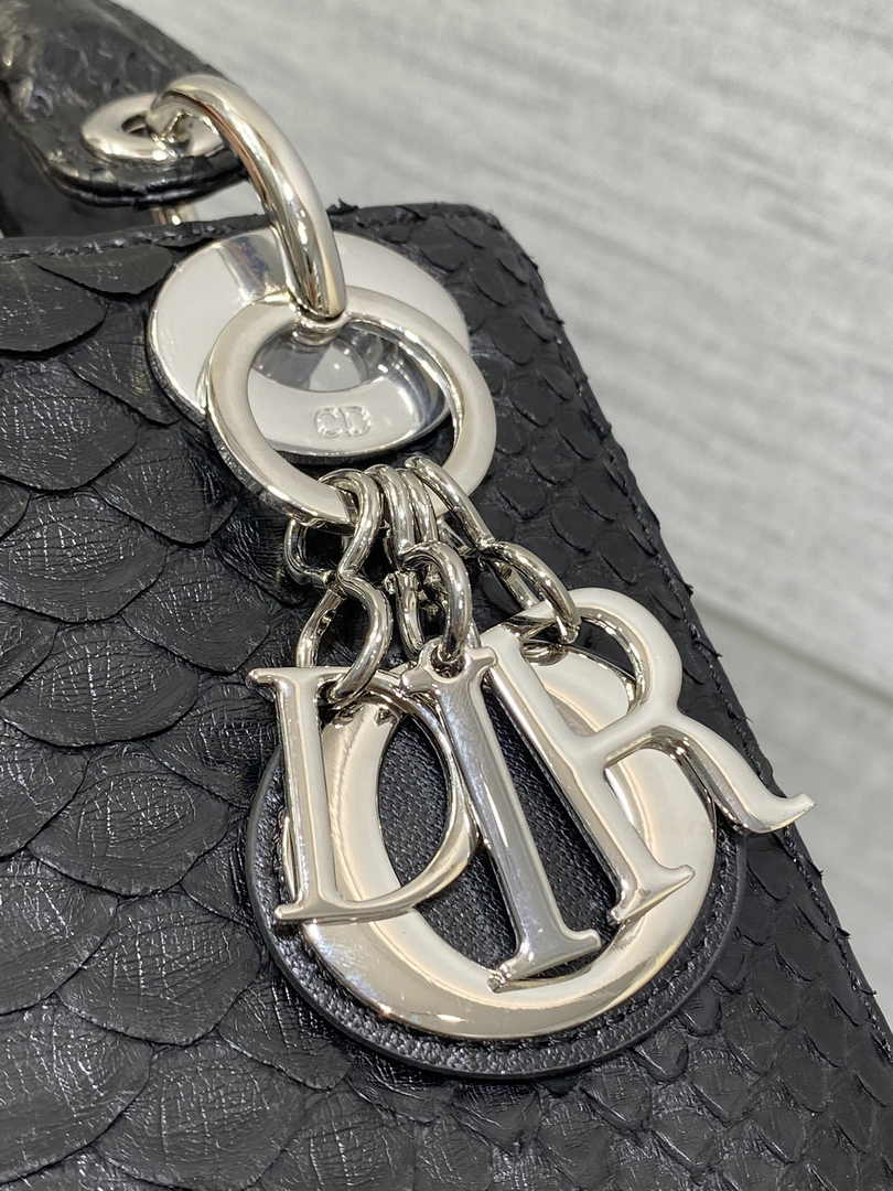 Mini Lady Dior Bag M0505 Black Snake Leather - Default Title - View 7