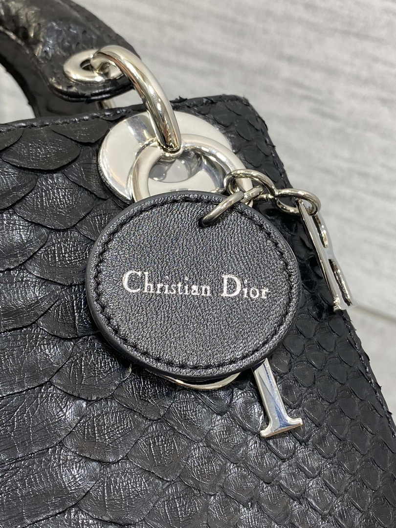 Mini Lady Dior Bag M0505 Black Snake Leather - Default Title - View 8