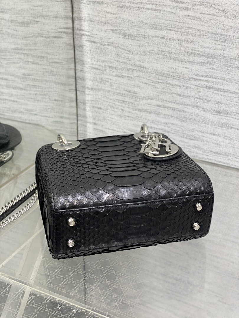 Mini Lady Dior Bag M0505 Black Snake Leather - Default Title - View 4