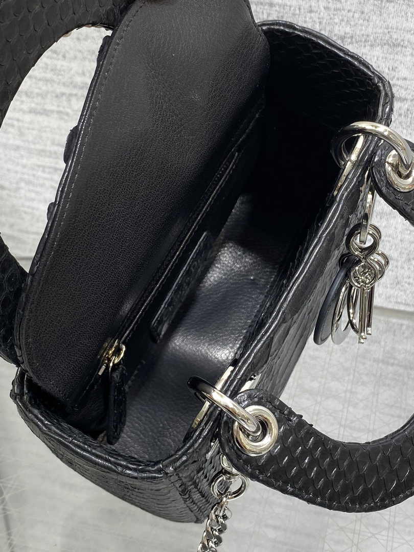 Mini Lady Dior Bag M0505 Black Snake Leather - Default Title - View 5