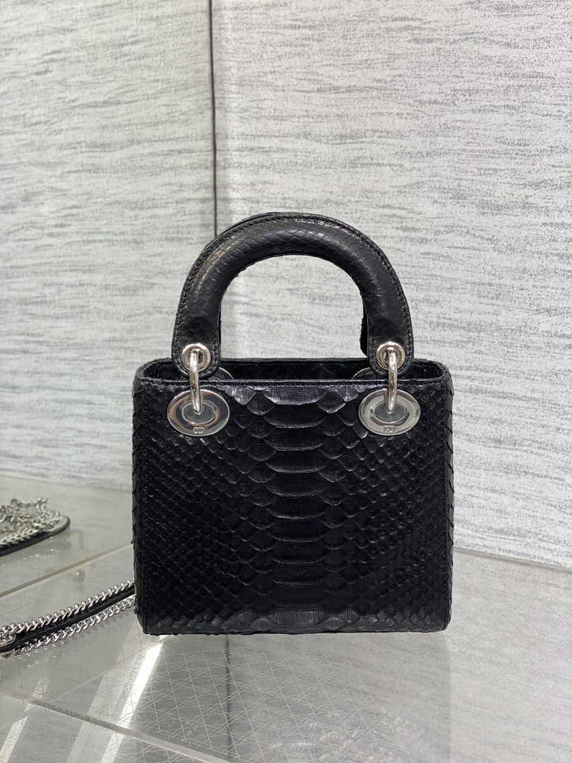 Mini Lady Dior Bag M0505 Black Snake Leather - Default Title - View 6