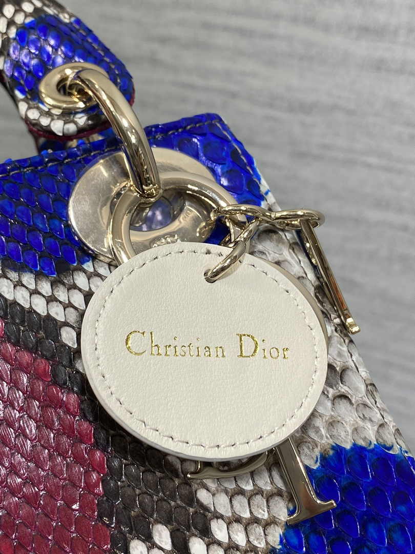 Mini Lady Dior Bag M0505 Red Blue Snake Leather - Default Title - View 8