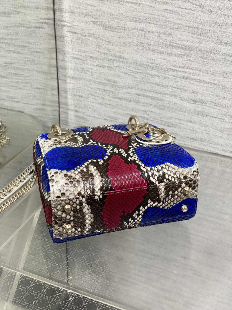 Mini Lady Dior Bag M0505 Red Blue Snake Leather - Default Title - View 5