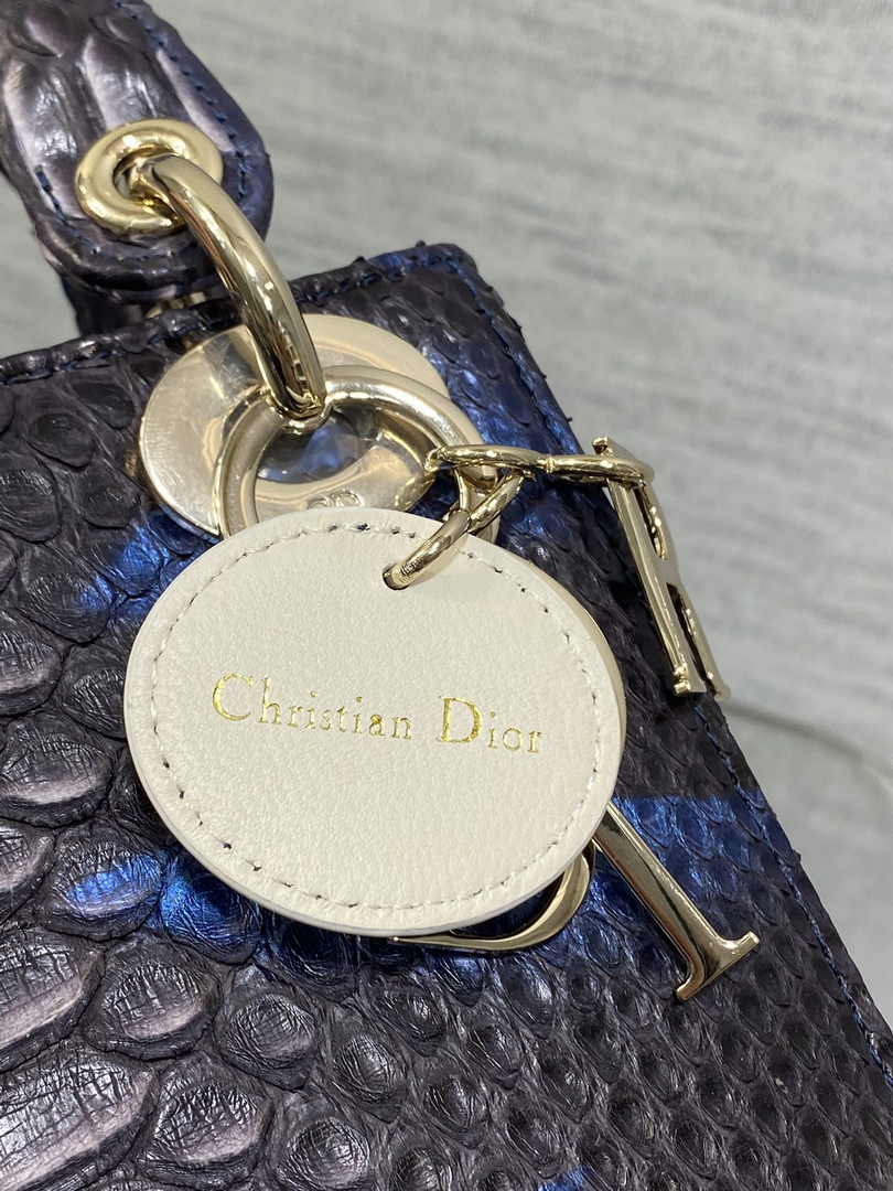 Mini Lady Dior Bag M0505 Blue Snake Leather - Default Title - View 8