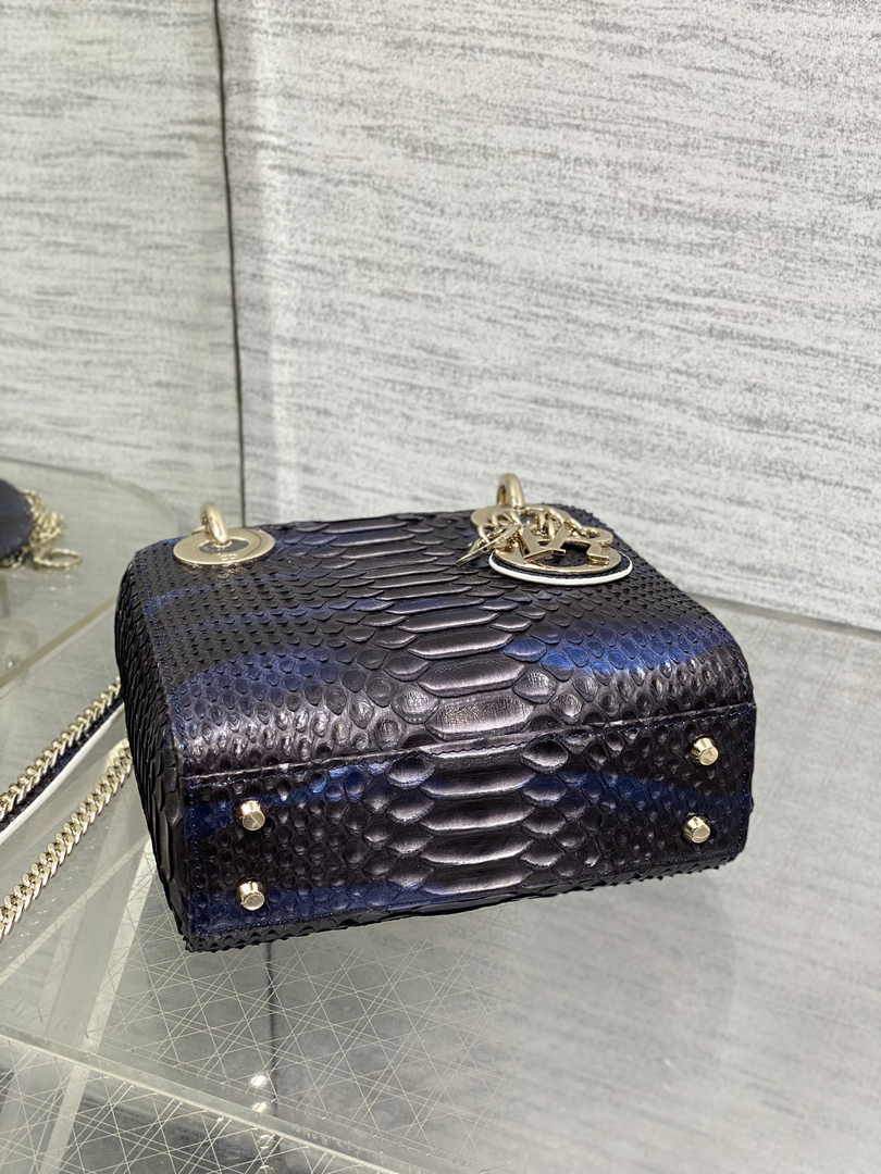 Mini Lady Dior Bag M0505 Blue Snake Leather - Default Title - View 5