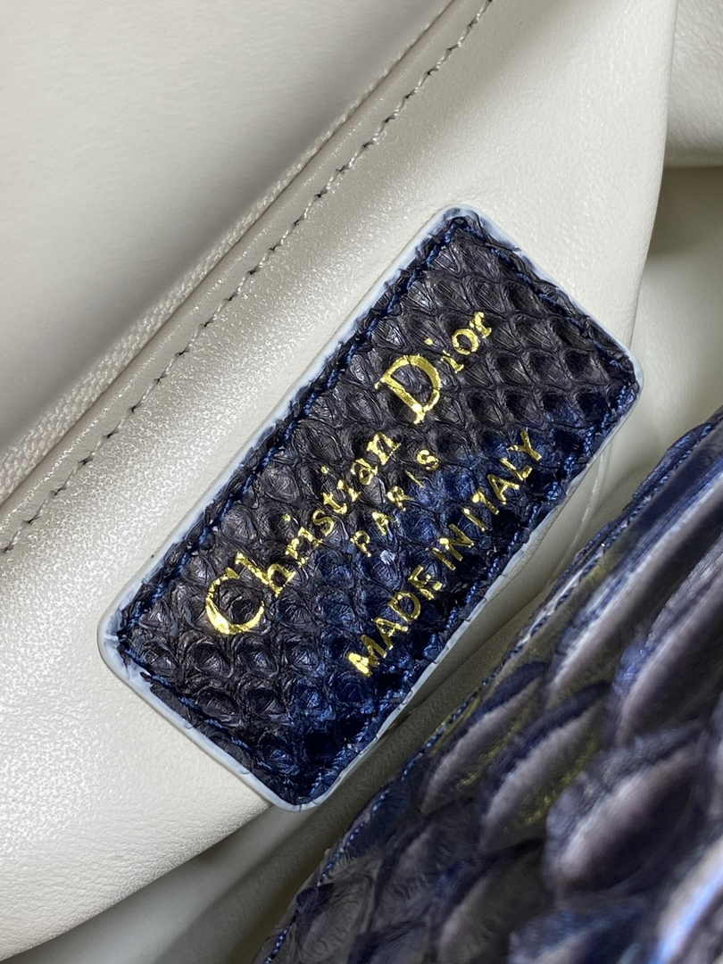 Mini Lady Dior Bag M0505 Blue Snake Leather - Default Title - View 7