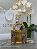 Mini Lady Dior Bag M0505 Gold Snake Leather - Default Title - View 1