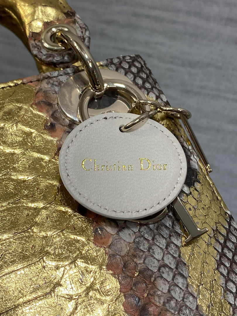 Mini Lady Dior Bag M0505 Gold Snake Leather - Default Title - View 8