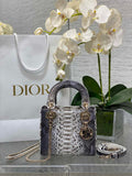Mini Lady Dior Bag M0505 Gray Snake Leather - Default Title - View 1