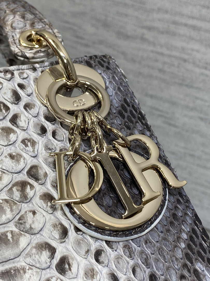 Mini Lady Dior Bag M0505 Gray Snake Leather - Default Title - View 8