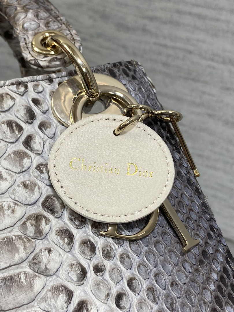 Mini Lady Dior Bag M0505 Gray Snake Leather - Default Title - View 9
