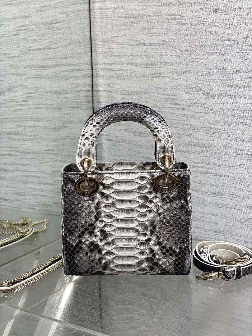 Mini Lady Dior Bag M0505 Gray Snake Leather - Default Title - View 3