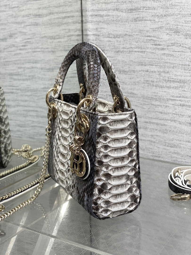 Mini Lady Dior Bag M0505 Gray Snake Leather - Default Title - View 4